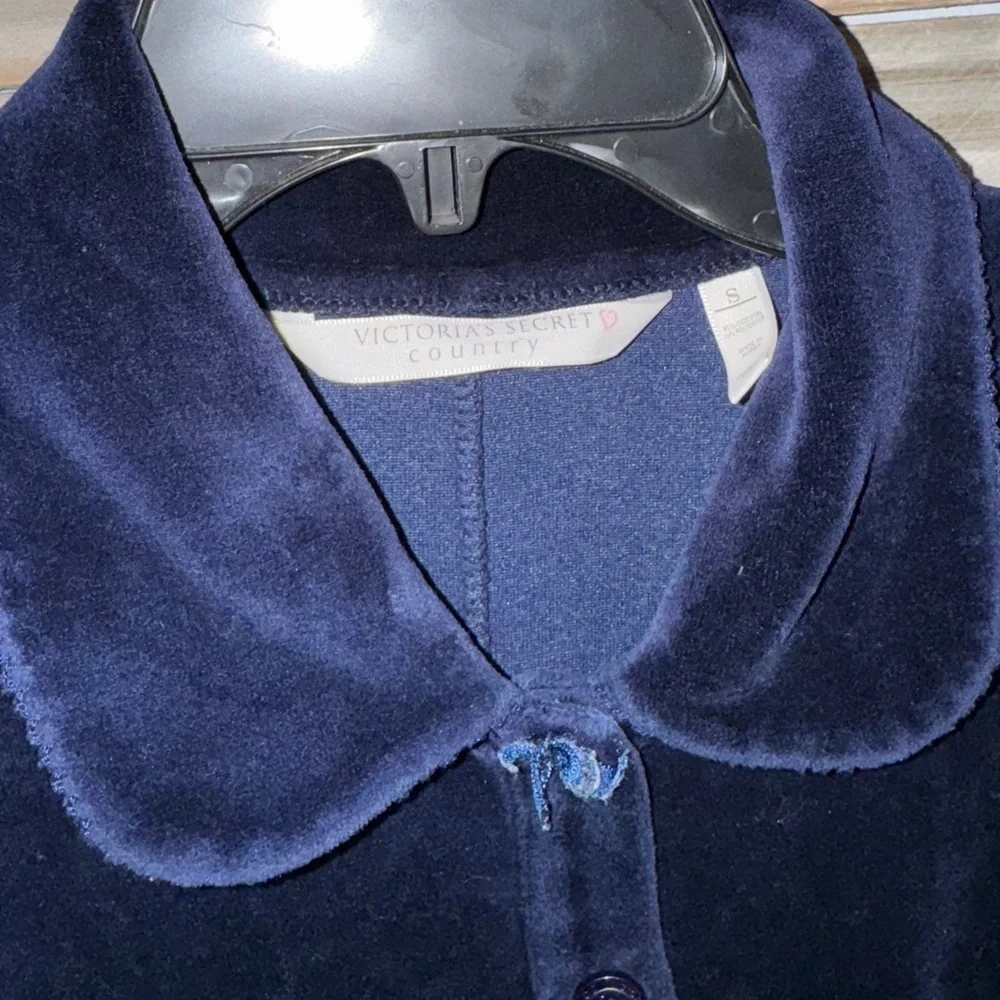 Vintage Victorias Secret Country Small- Blue Velvet Pajamas jumpsuit